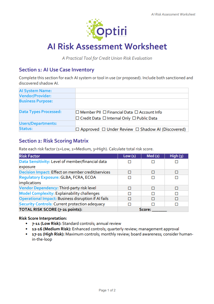 AI Risk Assessment Worksheet 